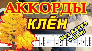 Клен Аккорды ♪ Синяя птица ♫ Разбор песни на гитаре БЕЗ БАРРЭ 🎸 Гитарный Бой для начинающих