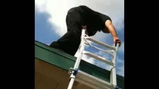 How NOT to get off a ladder from a roof!!