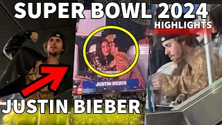 Justin Bieber and Hailey Bieber attending Super Bowl 2024