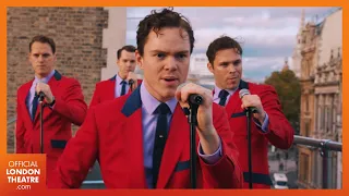 Jersey Boys perform The Four Seasons track Beggin' on the roof of the Trafalgar Theatre