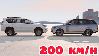 Toyota Land Cruiser J150 vs Range Rover IV 💥 200 km/h (each one) 💥 BeamNG.drive CRASH test