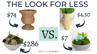 DOLLAR TREE FAUX CEMENT BOWL | DIY SEAGRASS URN | Look for Less Challenge April 2020