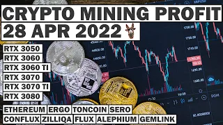 Crypto Mining Profit 28 APR 2022 | Ethereum, ERGO, FLUX & More | 3060, 3060 TI, 3070, 3070 TI, 3080