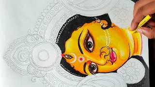 Ma Durga Drawing with oil pastel color - Part: 1 || Easy Devi Durga painting || CTW