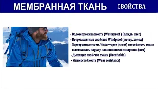 МЕМБРАНА ТКАНЬ Gore-Tex/Урок-1/ВИДЫ СТРОЕНИЕ  УХОД Применение