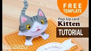 Tutorial__ pop-up card_ Kitten ( free template )