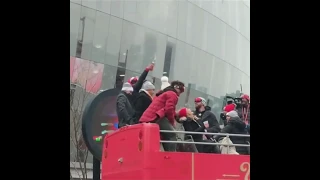 Pat catches a beer one handed n chugs it at parade (GO CHIEFS 🤍💛❤️)