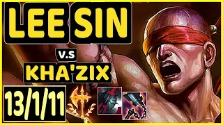 LEE SIN vs KHA'ZIX - 13/1/11 KDA JUNGLE GAMEPLAY - EUW Ranked MASTER