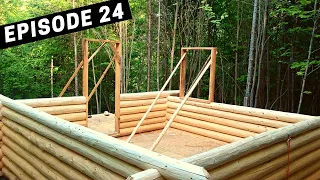 Building A Log Cabin | Ep. 24 | Raising the first window frame