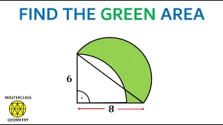 green shaded area | area quarter circle | semicircle | geometry olympiad | Masterclass Geometry