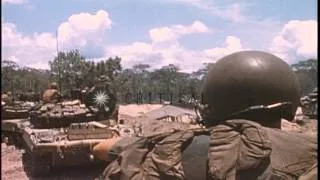 US Army's 11th Armored Cavalry Regiment in Cambodia en route to the base camp. HD Stock Footage