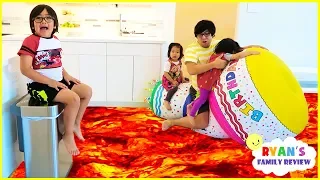 The Floor is Lava for 24 hours Pretend Play with Ryan, Emma, and Kate!!!