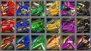 Dino Robot Corps - Tyrannosaurus/Triceratops/Pterosaurus/T-Rex/Triceramus/Pteranodon/T-Rex Almighty