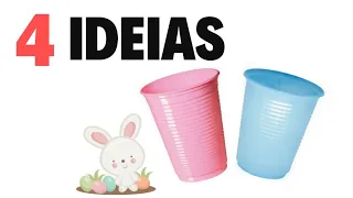 4 ideias de páscoa com copo descartável/DIY fácil e rápido de fazer🐰❤️