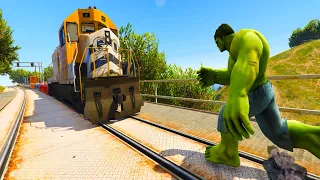 Marvel Superheros vs GTA 5 Train Crash Test Ragdoll Compilation Funny Moments