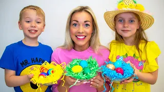 Coloring Easter eggs challenge | Gaby and Alex Show