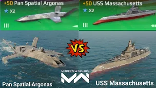Modern Warships Pan Spatial Argonas Vs USS Massachusetts. 1vs1 battle