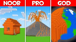 Minecraft Battle: LAVA BASE BUILD CHALLENGE - NOOB vs PRO vs HACKER vs GOD in Minecraft!