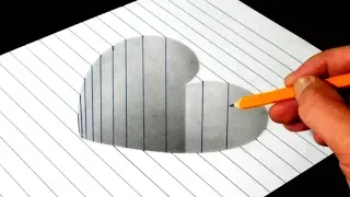 How to Draw a 3D Hole Heart Shape - Trick Art for Kids