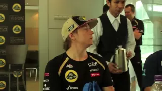 Räikkönen asks for coffee during an interview - Malaysia 2012