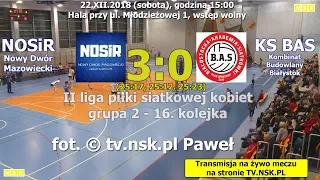 tv.nsk.pl 2018-12-22 Siatkówka: NOSiR Nowy Dwór Mazowiecki - KS BAS Kombinat Budowlany Białystok 3:0