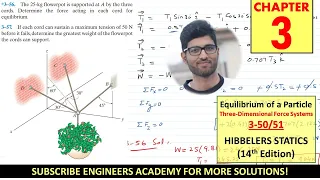 3-56 | Chapter 3: Equilibrium of a Particle | Hibbeler Statics 14th ed | Engineers Academy