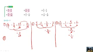 Jawaban matematika kelas 5 vol 2 halaman 7, kurikulum merdeka  1. 6/7- 3/4, 2. 5/8  -1/4