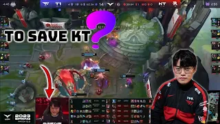 T1 Gumayusi laughs as inhibitor respawns tries to save KT