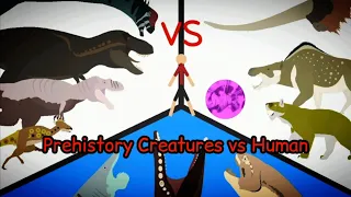 Prehistory Creatures vs Human Animation (600 SUBSCRIBERS!!) ( Stick nodes )