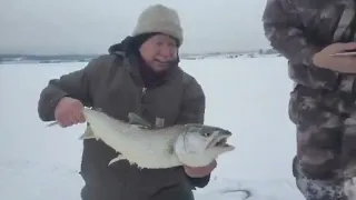 Ice Fishing Lake Trout on Flathead Lake, Montana, January 2022