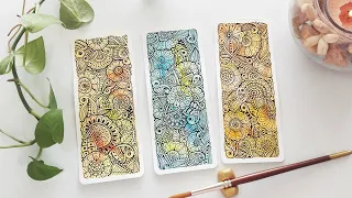 Easy DIY bookmark ideas for beginners | Watercolor bookmarks with Doodle/Zentangle/Mandala patterns