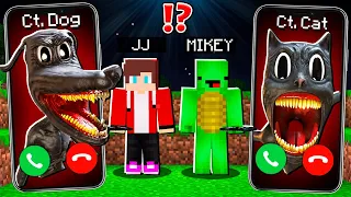 Cartoon Dog vs Cartoon Cat CALLING to JJ and MIKEY at 3am ! - in Minecraft Maizen