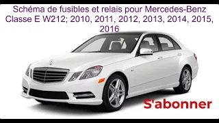 Schéma de fusibles et relais pour Mercedes Benz Classe E, W212; 2010, 2011, 2012, 2013, 2014, 2015.