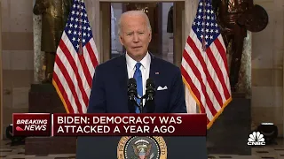 President Joe Biden addresses the nation on one-year anniversary of U.S. Capitol attack