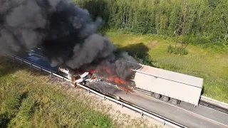 20.08.2022 - Авария на трассе А-119, 8 машин сгорело.