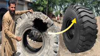 How To Restore Old Tyre | Repairing Giant tyre With Aluminium Mold Method