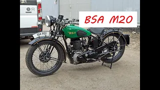 Мотоцикл BSA M20 гражданский. Звук мотора, катаемся.  Реставрация Ретроцикл.