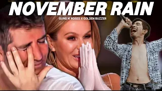 Golden Buzzer: Simon Cowell Crying To Hear The Song November Rain Homeless On The Big World Stage