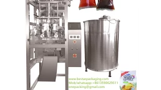 Full automatic pneumatic 1kg oil packaging machine &strawberry jam filling machine with tank &mixer