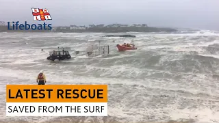 RNLI Trearddur Bay rescue in heavy surf