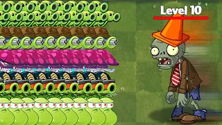 PvZ 2 Challenge - Random Team Plants Max Level Vs 10 Conehead Zombies Level 10 - Which Team is best?