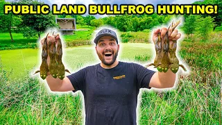 BULLFROG Hunting on PUBLIC LAND Challenge!!! (Catch Clean Cook)