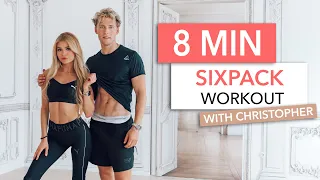 8 MIN SIXPACK WORKOUT - with Christopher & a very special twist / No Equipment I Pamela Reif