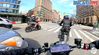 2 Ducs + 1 Trip ripping up MANHATTAN on a sunny day | cops, braps, savage shenanigans  v2027
