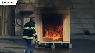 Тушение пожара забрасываемым эмульсионным огнетушителем Bontel