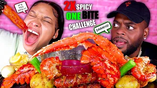ONE BITE 2X SPICY SEAFOOD BOIL MUKBANG CHALLENGE! (KING CRAB PRAWNS LOBSTER TAILS) 먹방 | QUEEN BEAST