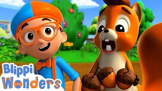 Blippi Wonders - Squirrel Treasure Hunt! | BRAND NEW Blippi Cartoon | Cartoons For Kids