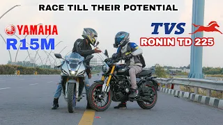 TVS RONIN 225 VS YAMAHA R15M [ RACE TILL THEIR POTENTIAL ] LONG RACE