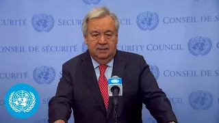UN Chief on Israel/Palestine Crisis - Media Stakeout | Security Council | United Nations