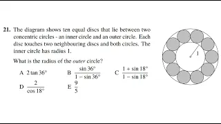 Senior Maths Challenge 2016 Question 21 | UKMT SMC | Rising Star Math YouTubers Challenge